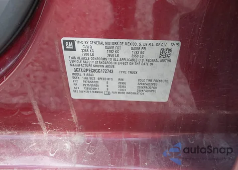 2016 GMC Sierra 1500 Denali from USA, damaged, VIN 3GTU2PEC8GG172743